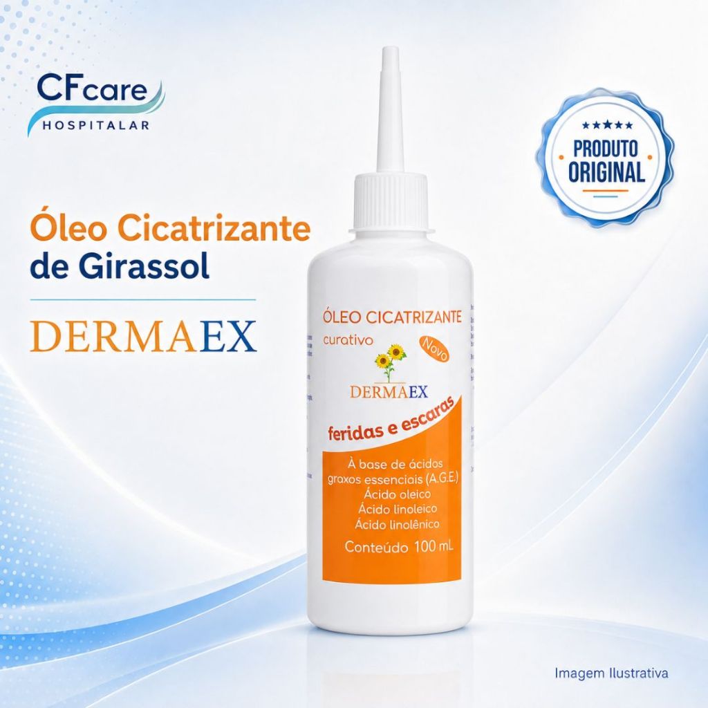 Óleo De Girassol Dermaex 100ml Cicatrizante Natural Tratamento Feridas Dermatológico Queimaduras