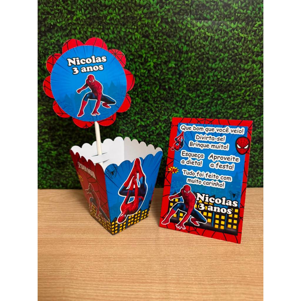 Kit Centro de mesa Spider Man Personalizado com Nome | Cachepot Festa Infantil Aniversário Chá Homem Aranha