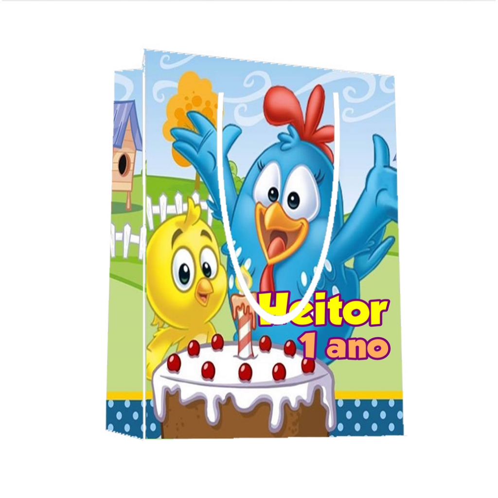 Sacolinha Galinha Pintadinha Personalizada para Aniversário/ Lembrancinha Festa Infantil / Qualquer nome e idade