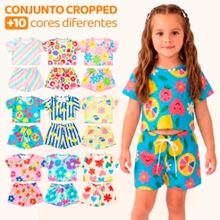 Kit 6 Peças de Conjunto Cropped Infantil Menina Moda Praia Verão Roupa Infantil Feminina de Carol Fresquinha