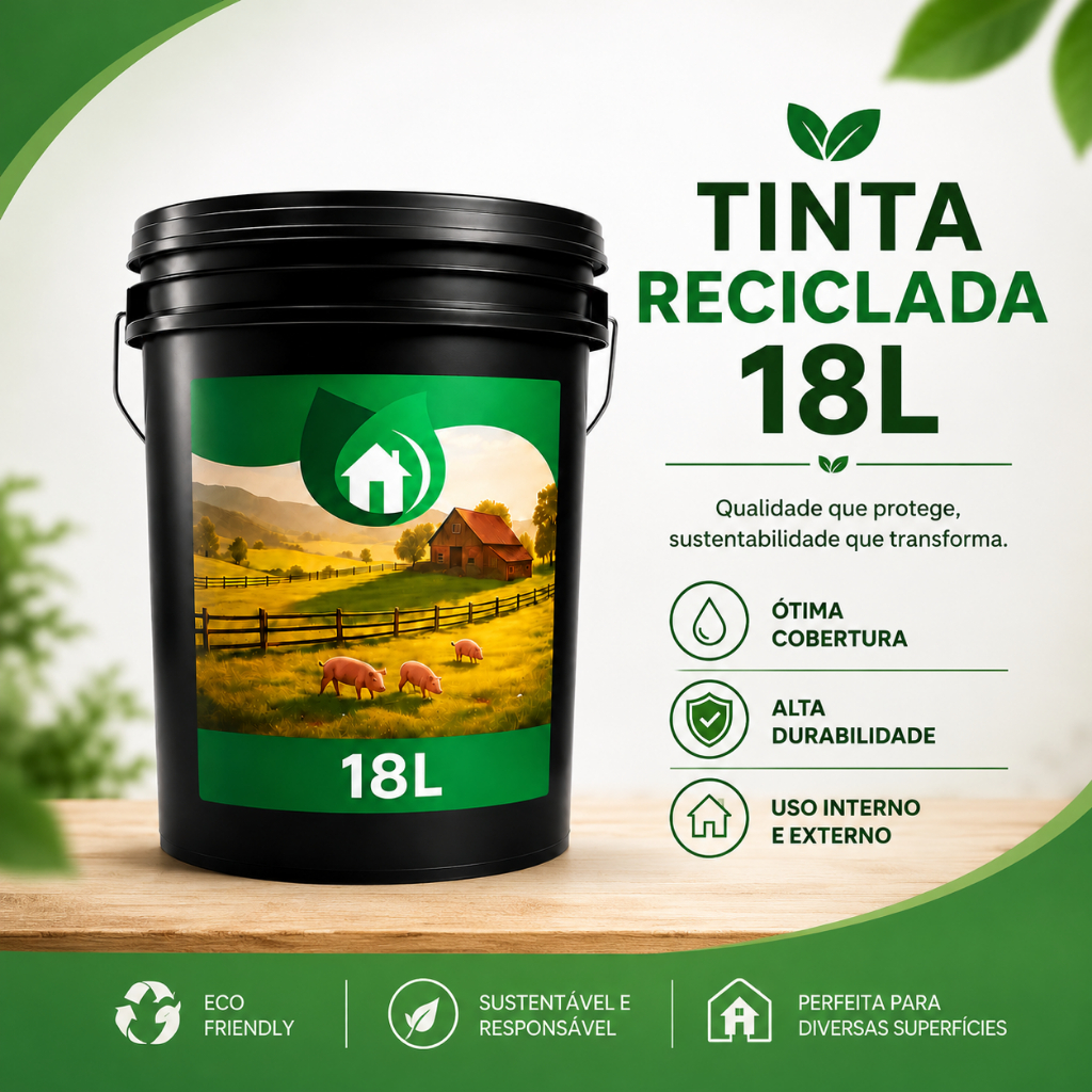 Tinta Óleo Reciclada 18L Alta Resistência para Madeira Ferro Metal Piso Parede e Portão