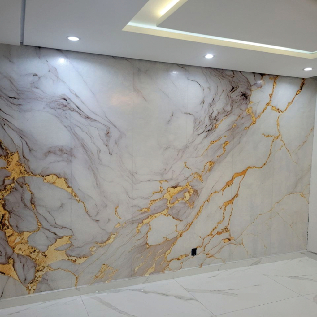 Papel de Parede Para Quarto Mármorizado Dourado Luxuoso Adesivo Lavavel Para Sala Cozinha Lavabo