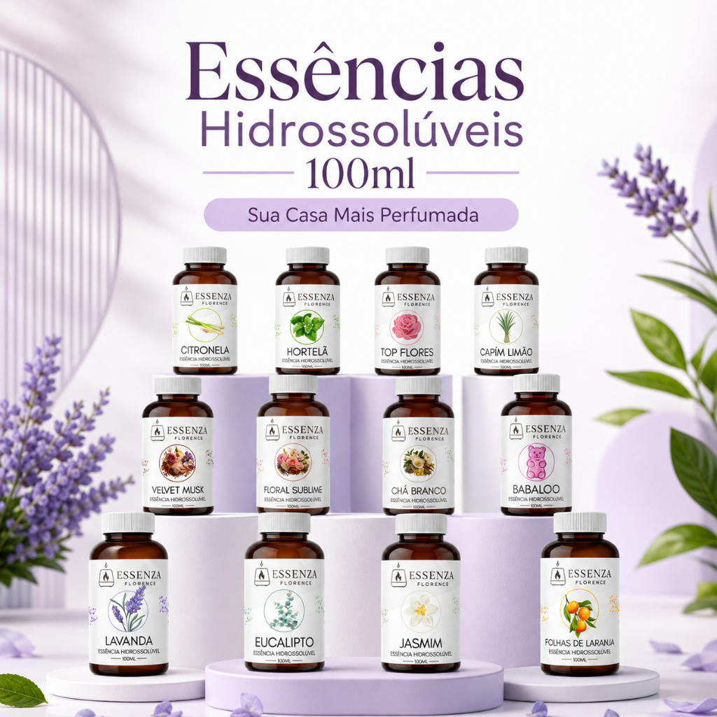 Essência Hidrossolúvel 100ml Kit 2 Unidades | 12 Fragrâncias Para Escolher Aromatizador Difusor Umidificador