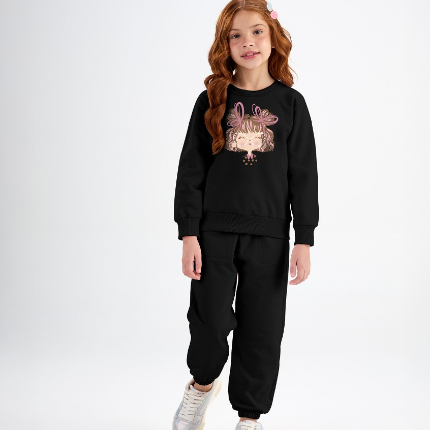 Conjunto Moletom Rovitex Menina Juvenil Estampa c/ Brilho