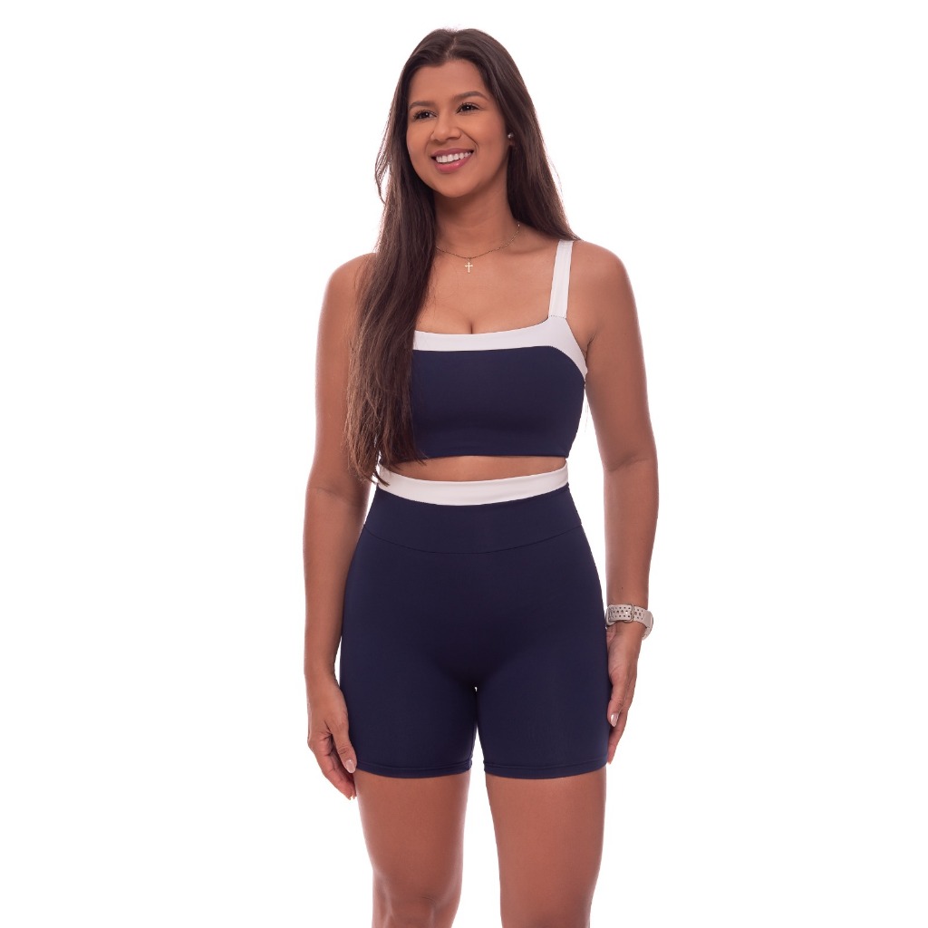 Conjunto Academia Fitness Top e Short  Zero Transparencia Alta Compressão Poliamida
