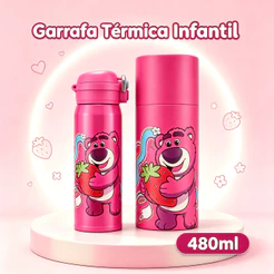 Garrafa de Água Térmica Squeeze Lotso Toy Story 480ml Resistente Escola Passeio Disney