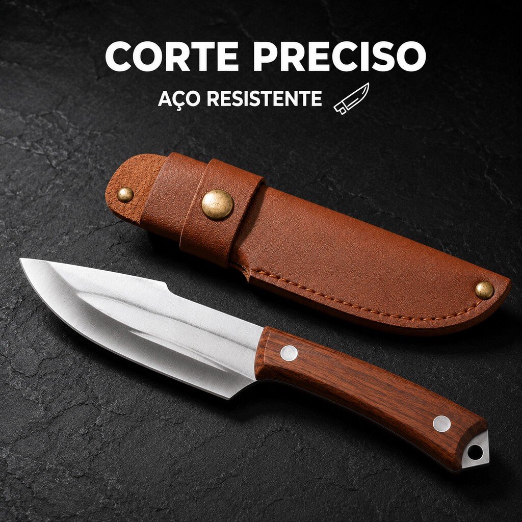 Faca Cutelo Forjado Artesanal Rustico Com Bainha Churrasco Desossar Carne Camping Chefe de Cozinha