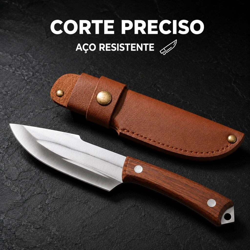 Faca Cutelo Forjado Artesanal Rustico Com Bainha Churrasco Desossar Carne Camping Chefe de Cozinha — imagem 1