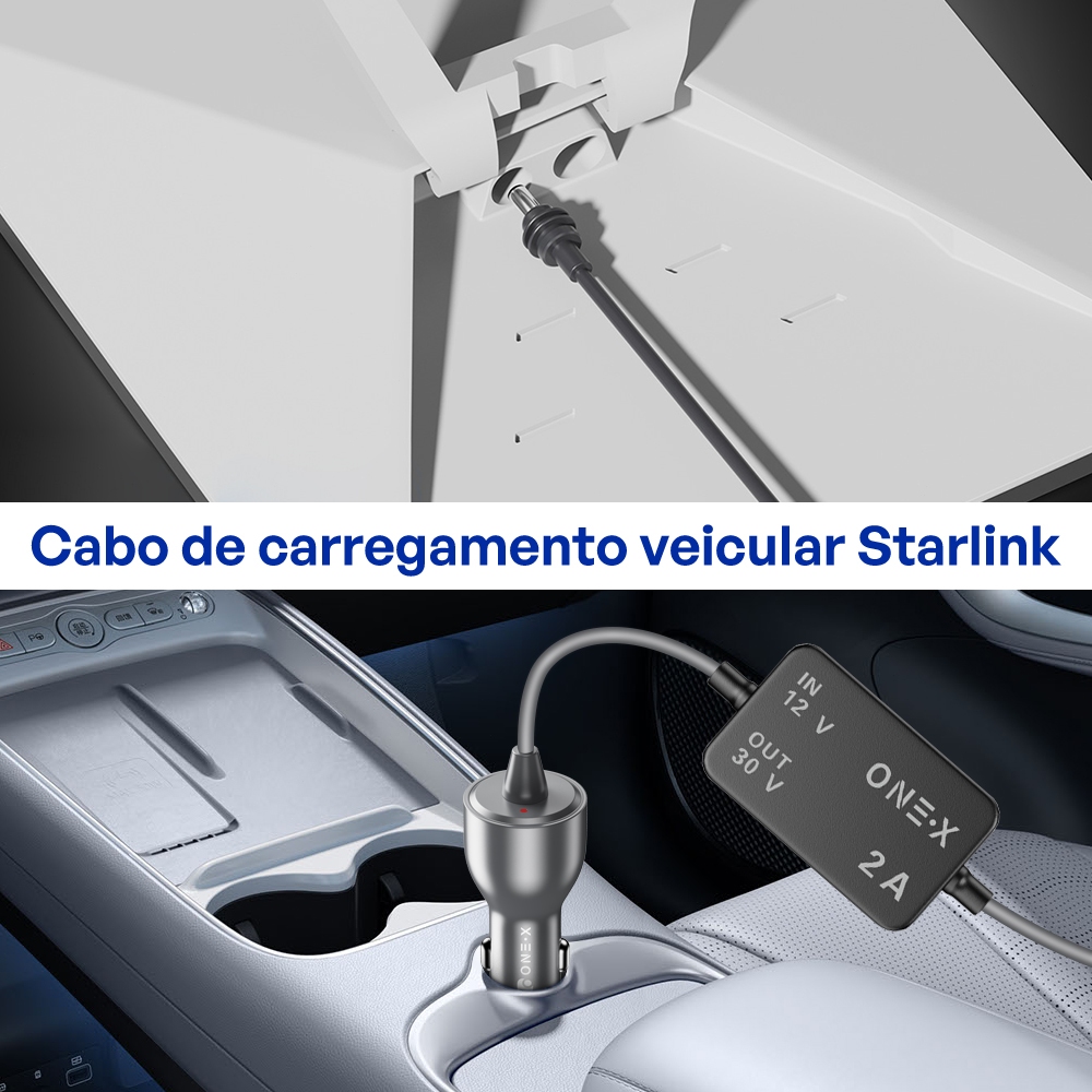 Carregador Starlink Mini 12V/24V para 30V 2A Estabilizador Veicular DC 5.5 2m/3m — imagem 2 de 2