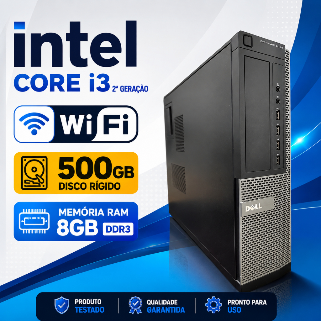 Desktop Dell Core i3 de 2ª Geração 8gb de ram 500gb Sata Wifi Torre Cpu Ifood 99food Empresa