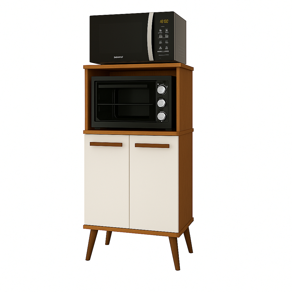Paneleiro Organizador de Cozinha para Microondas e Forno 2 Portas Lisboa
