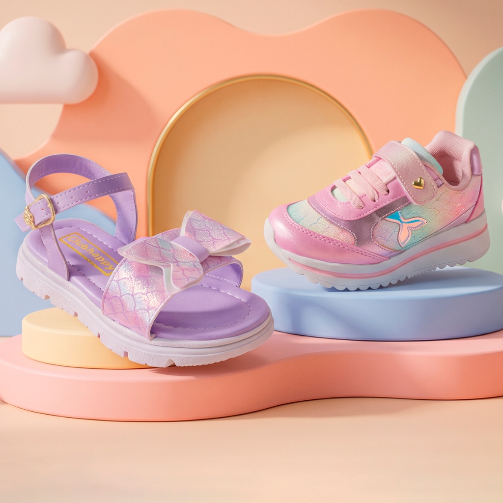 Kit Tenis Infantil Menina Sereia e Sandalia Infantil Menina Sereia Tenis infantil Feminino Sandalia