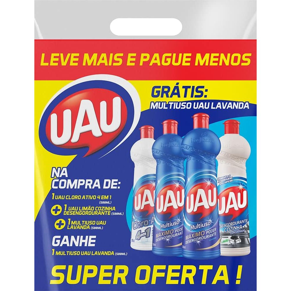 Pack 4un Multiuso 500ml Uau Desengordurante, Limão Siciliano, Rosas & Sedução E Inox