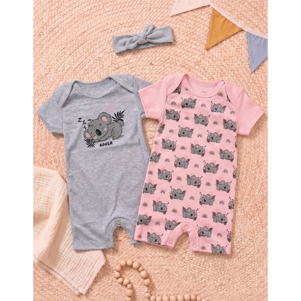 Kit 2 Romper Macacão Bebê Menina E Laço