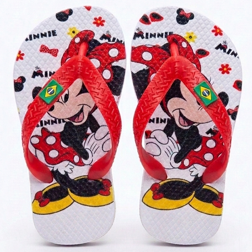 Chinelo Infantil Menina Desenho Menino Personagem Minnie Resistente Confortável 25 Ao 32 Acessível