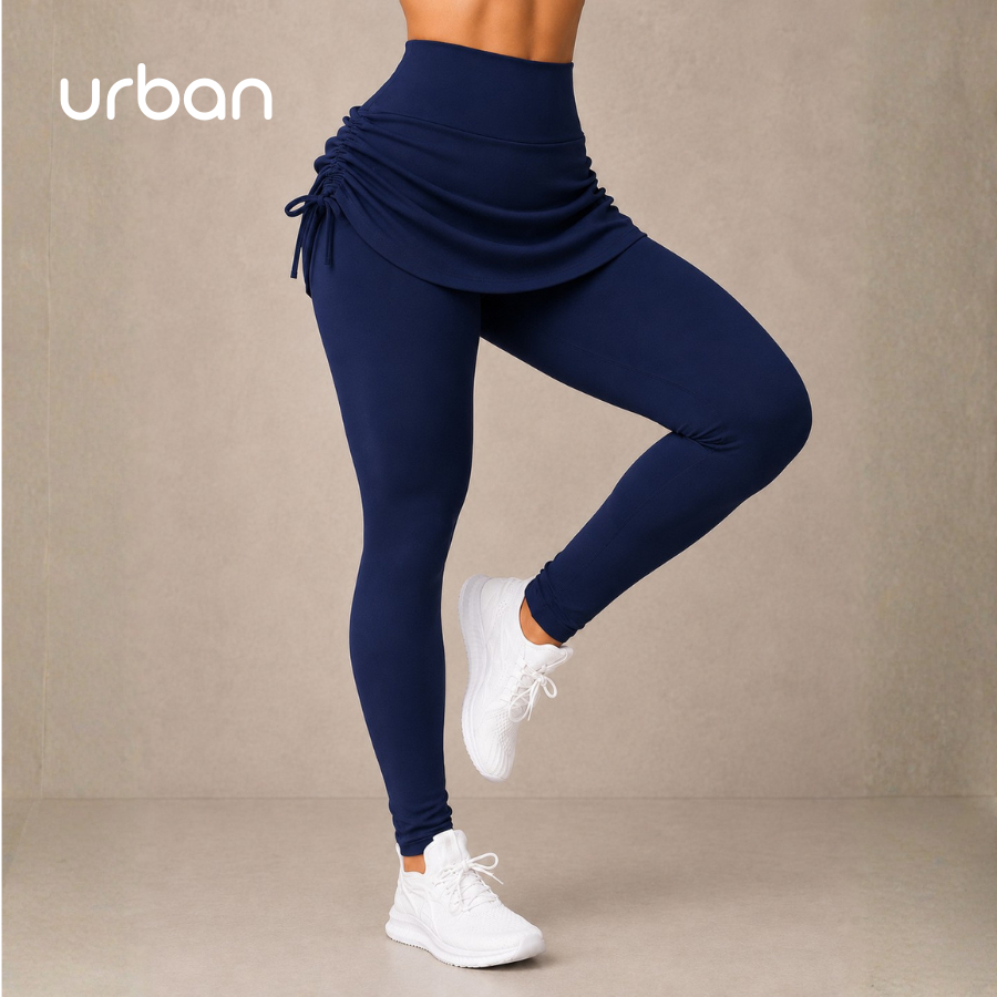 Calça Legging com Saia Repuxada Feminina Academia Treino Fitness - Sem Transparência(Azul Royal,GG)
