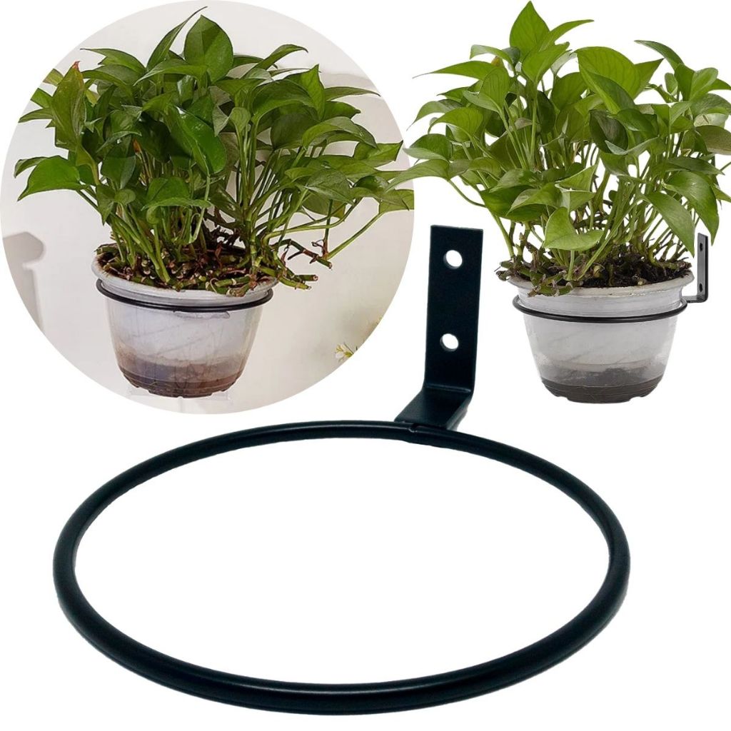Suporte De Vaso Anel Redondo 20cm Para vasos Suspenso de Planta Pendente Grande Preto