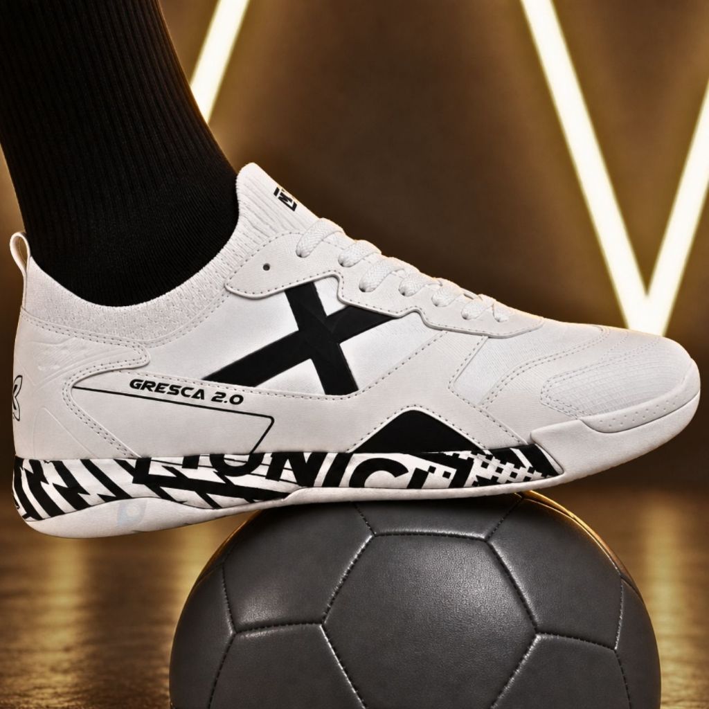 Chuteira Futsal Masculina Munich Gresca 2.0 Quadra Salão Reforçada Estilo Tênis Solado de Borracha Cadarço Profissional
