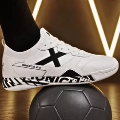 Chuteira Futsal Masculina Munich Gresca 2.0 Quadra Salão Reforçada Estilo Tênis Solado de Borracha Cadarço Profissional