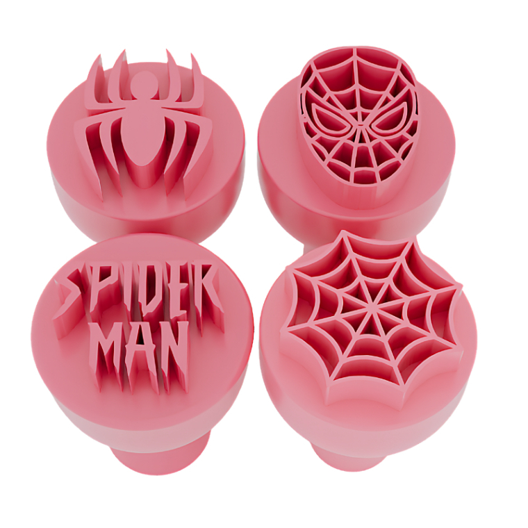 Kit Carimbos para Brigadeiro Docinho Herói da Teia Aranha Homem com 4 peças Confeitaria Doces Pasta Americana