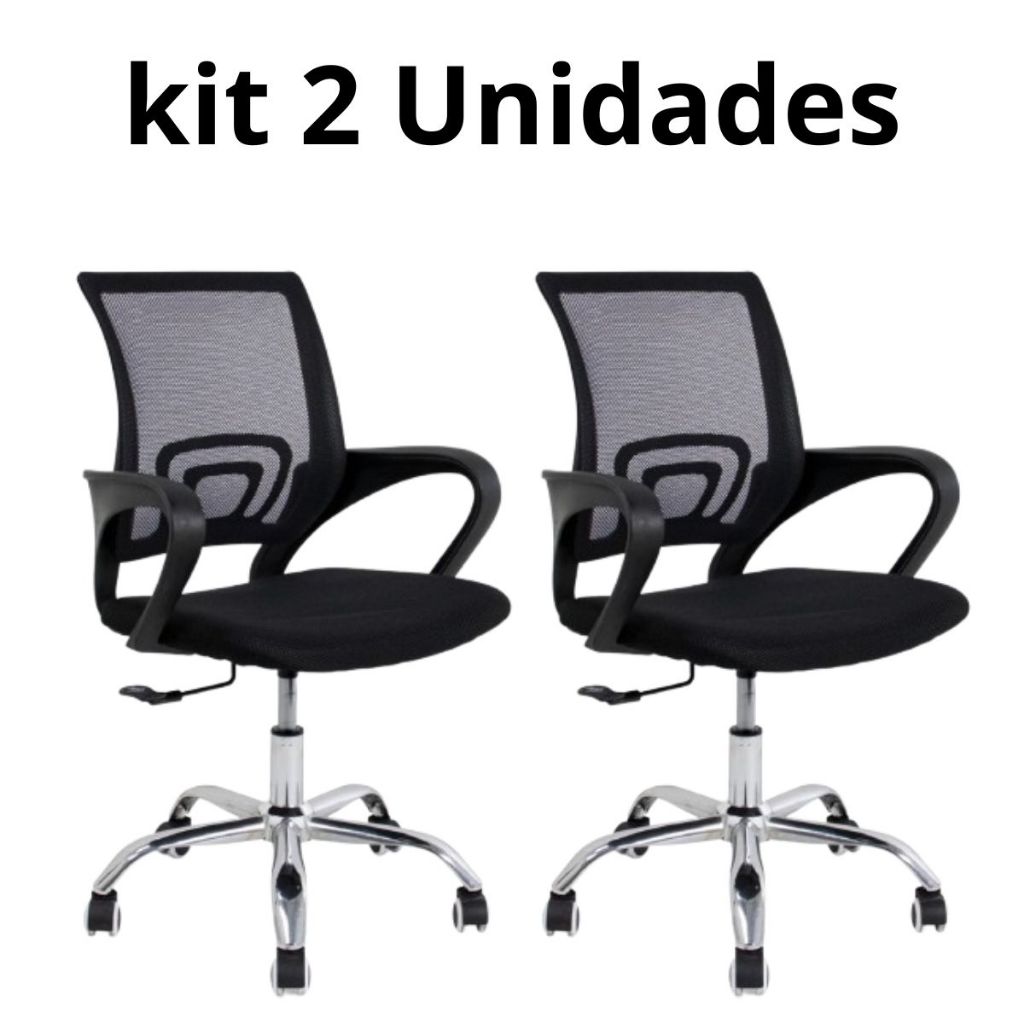 Kit 2 Cadeira Escritório Giratória Office Arco Estofado Mesh