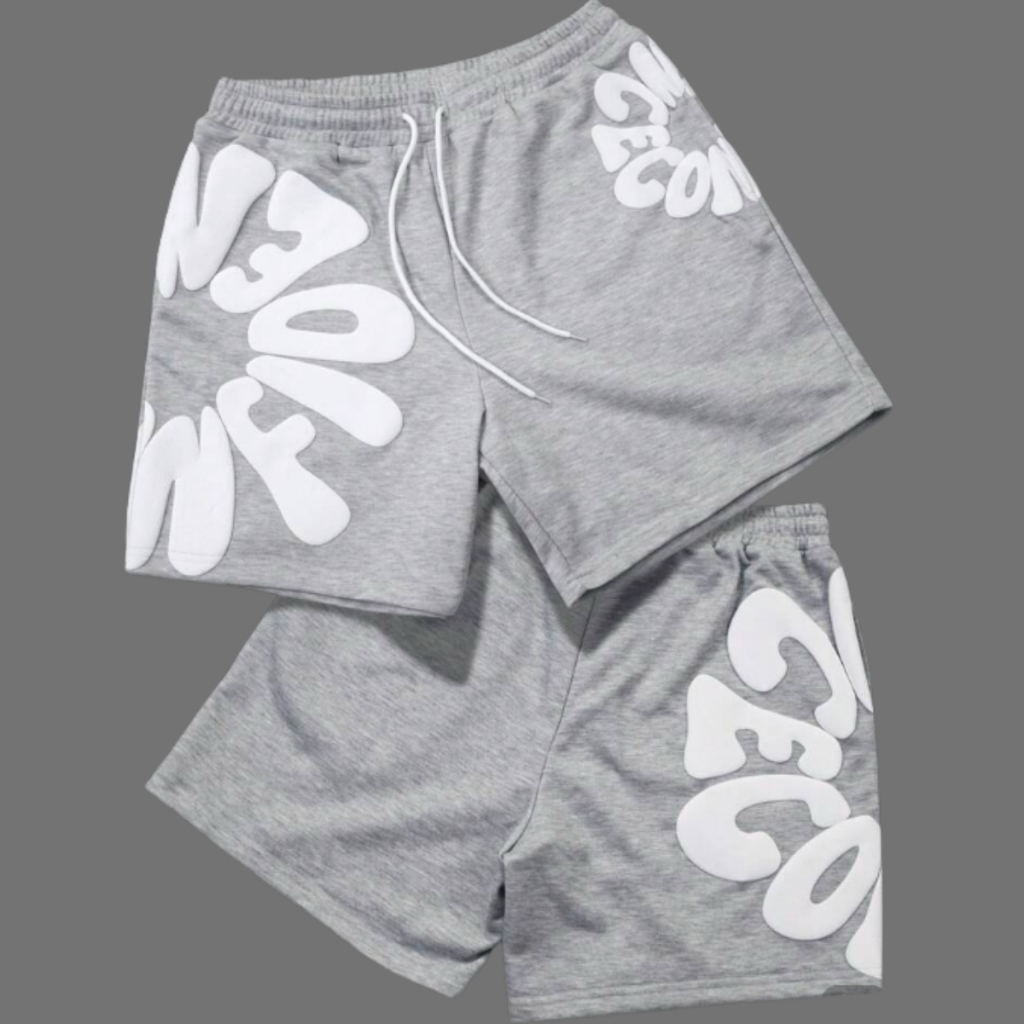 Bermuda Moletom Premium Streetwear Masculina Flowers Y2k Casual Aesthetic Verão
