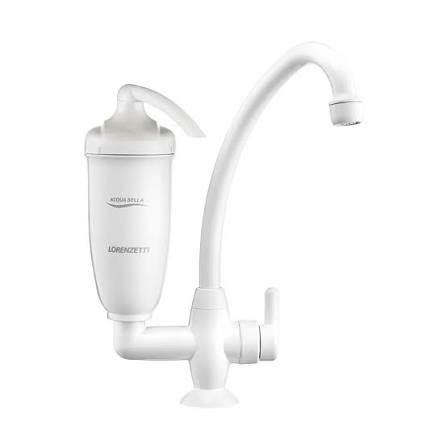 Torneira Com Filtro Purificador De Água Acqua Bella Lorenzetti Branco Mesa Bancada Bica Pia Cozinha