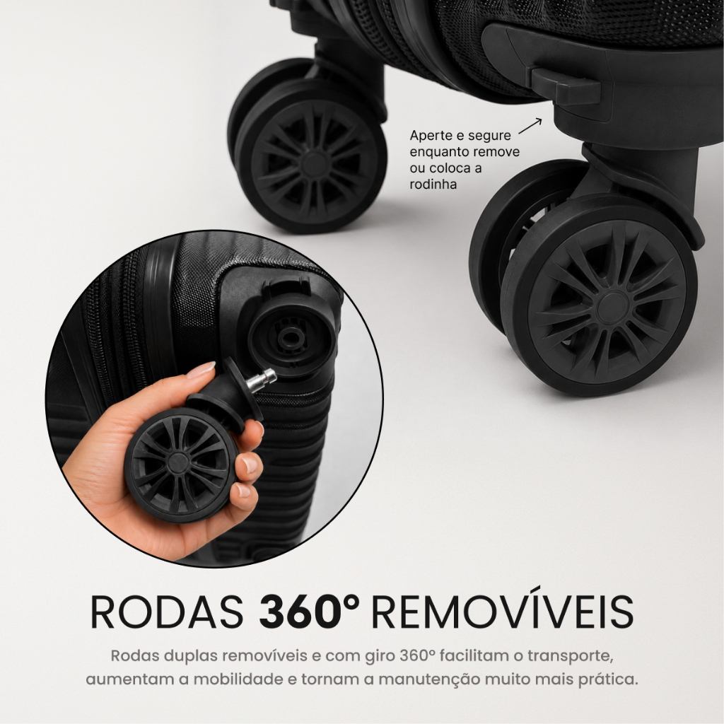 Mala de Viagem com Frasqueira 18 l 19 l 20 Polegadas Rodas 360° Zíper Expansível Cadeado TSA — imagem 2 de 2