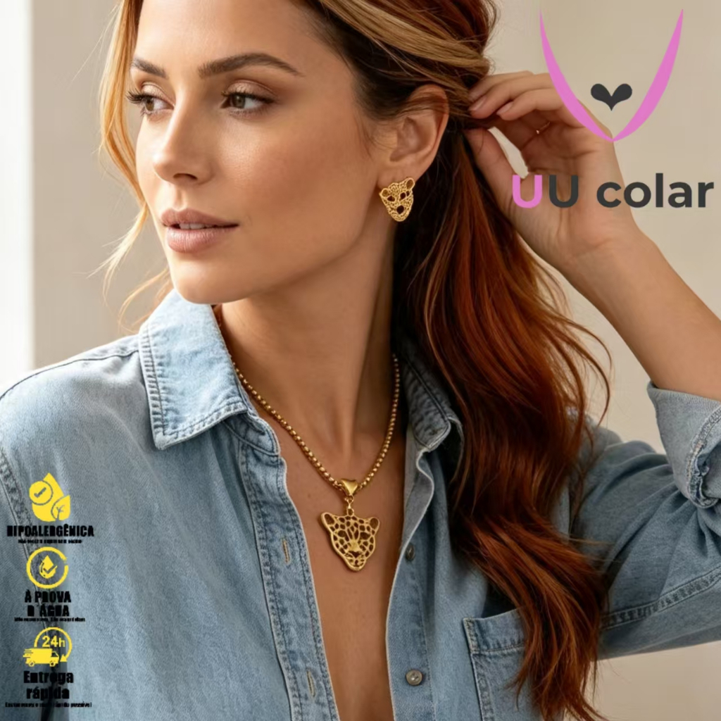 . Kit de Joias Femininas Estilo Cabeca de Onga | Acessorio de Moda | Presente Perfeito