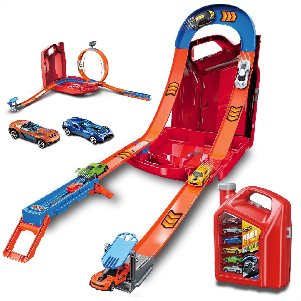 Pista de Corrida Carrinhos Looping 360 Lançador Brinquedo Infantil Maleta Portátil Radical Menino