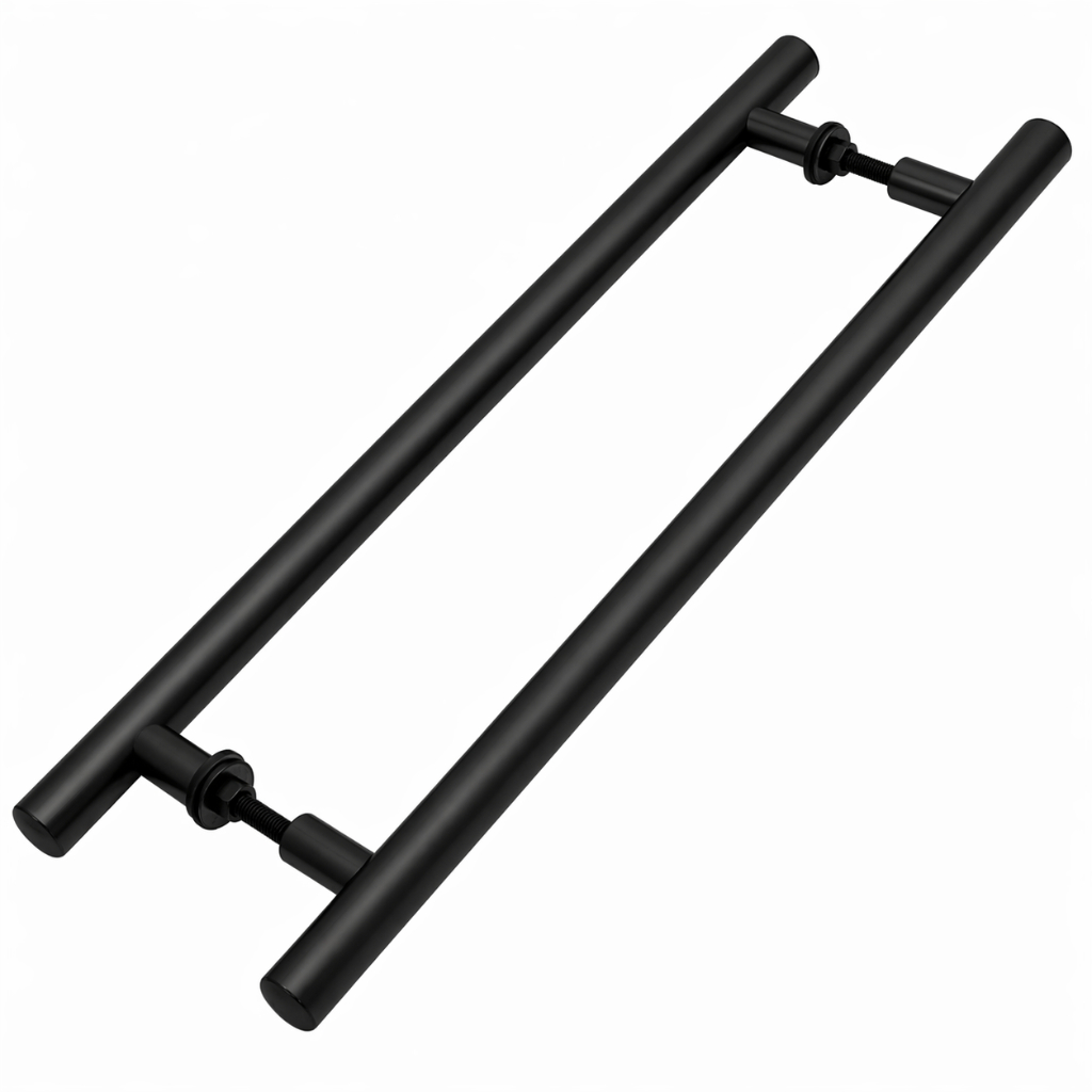 Puxador Tubular 100 cm (80 cm entre furos) Alumínio Preto Fosco Redondo Portas Portões 1 metro Duplo