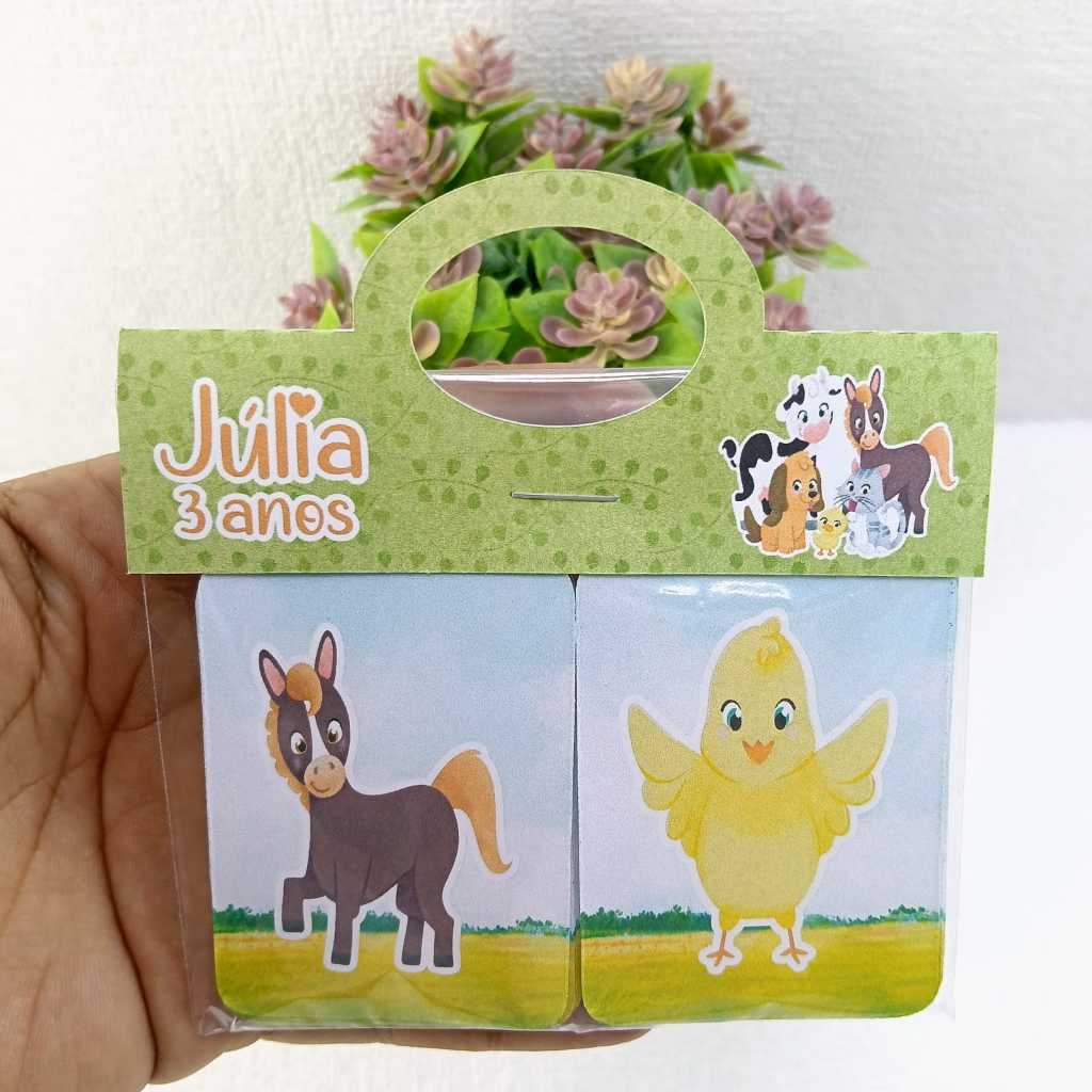 Jogo da Memória Animais - Bichinhos Personalizado Para Lembrancinha de Aniversario ou Festa Infantil
