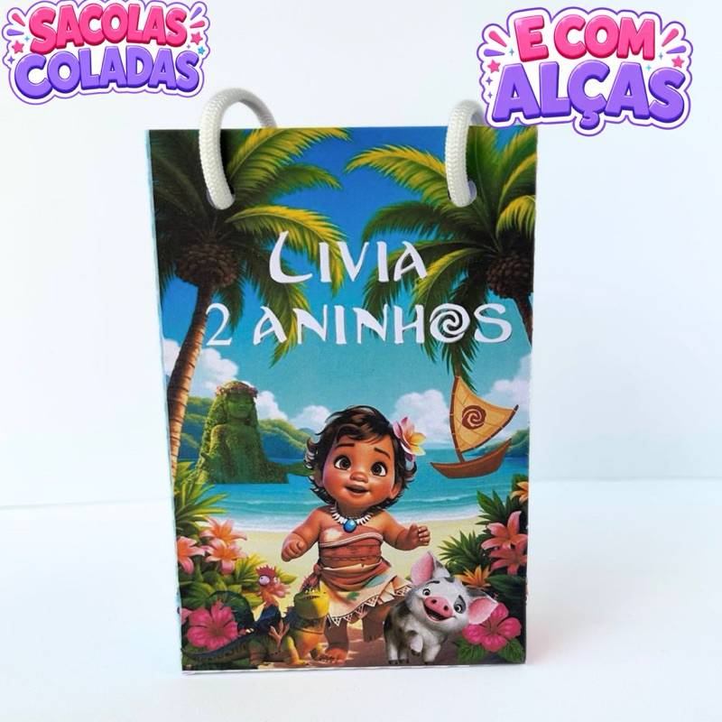 Sacolinha Moana Baby Personalizados/Lembrancinha de Festa/Aniversário/Lembrancinha Festa Infantil