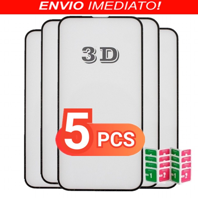 Kit 5 Películas de Vidro 3D Para Samsung A07 A17 A37 A57 + Kit Limpeza