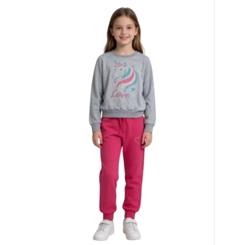 Conjunto Moletom Tamanho 04 Flanelado/Forrado por dentro Menina Infantil Feminina Inverno