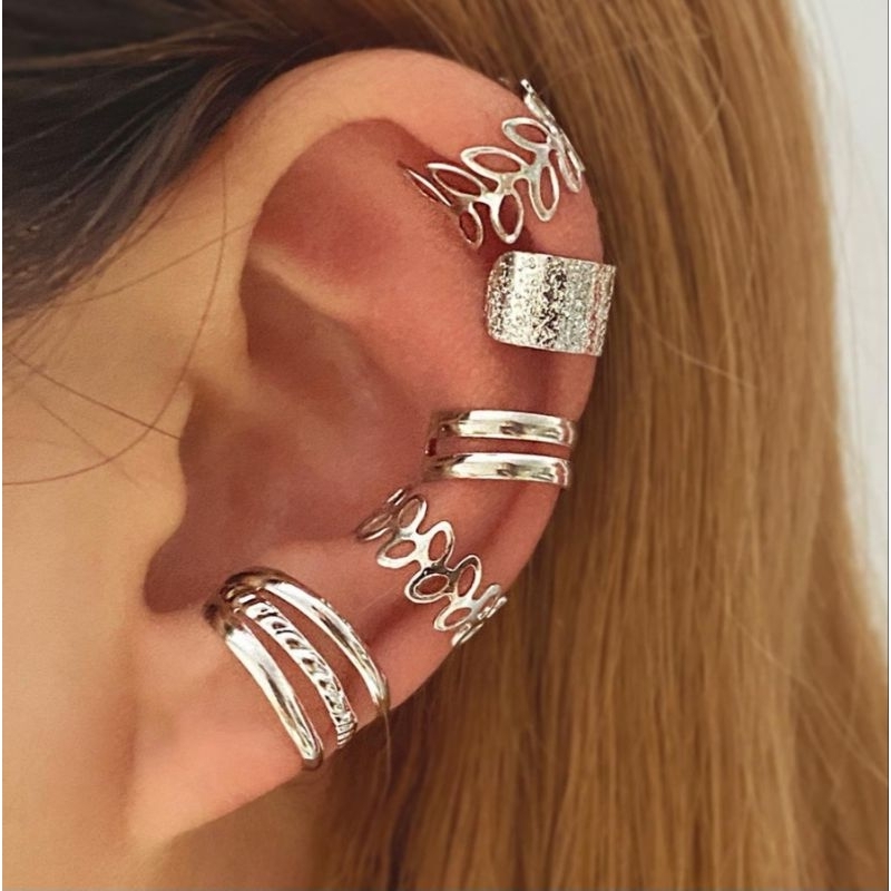 Conjunto de brincos de clipe , piercing fake ear cuff alta qualidade