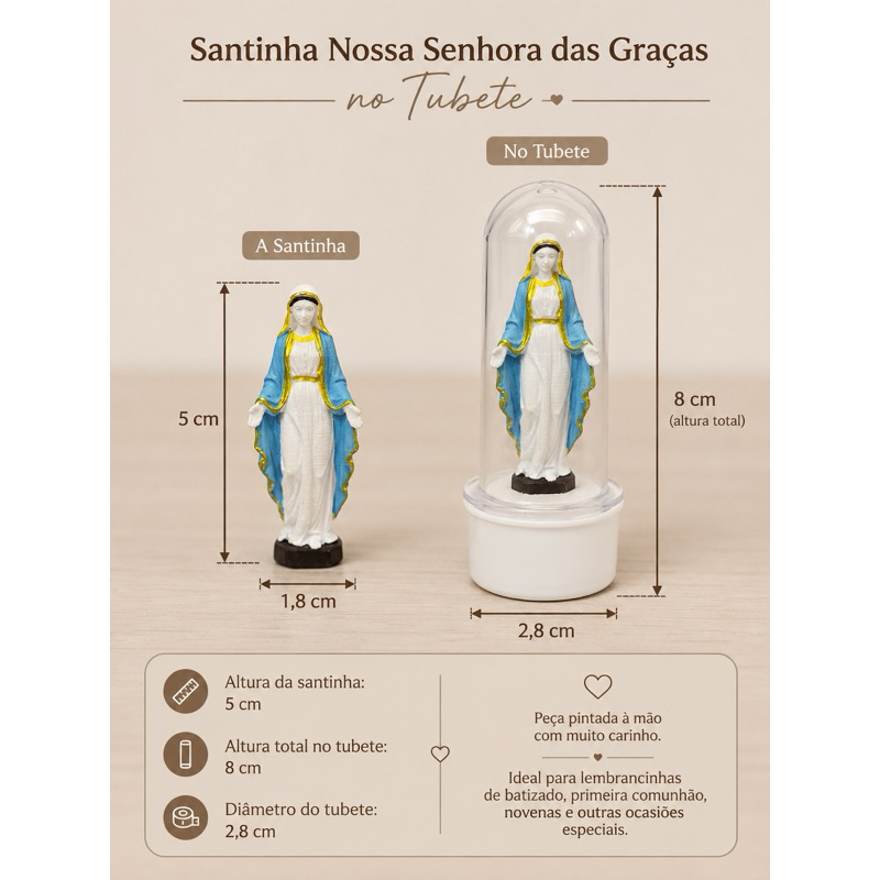 Lembrancinha Nossa Senhora das Graças no Tubete | Batizado Primeira Comunhão Crisma Aniversário