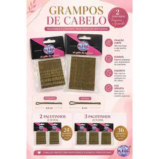 Grampo de Cabelo Loiro Pequeno ou Grande Kit 24 ou 36 Unidades para Penteado Coque
