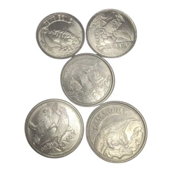 Lote 5 Moedas Série Fauna 1993 Peixe boi tartaruga marinha Acará arara tamandua todas moedas