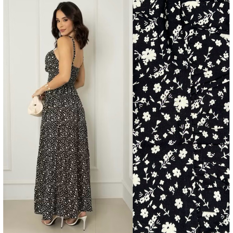 👗 Vestido Longo Viscolinho Floral – Elegante e Confortável  | Alça regulável