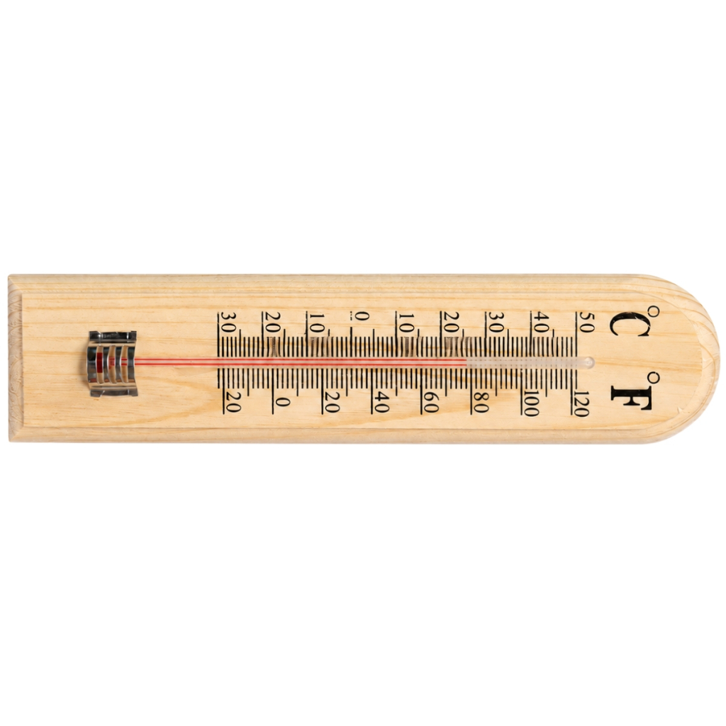 Termômetro Analógico de Madeira 19,5cm Para Parede Medidor de Temperatura Interna Externa