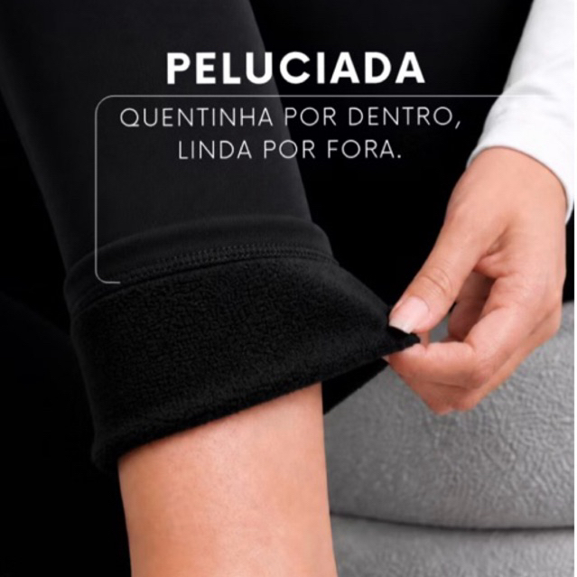 Calça Leg Peluciada Forrada Por Dentro legging flanelada Costura Reforçada Calça Térmica