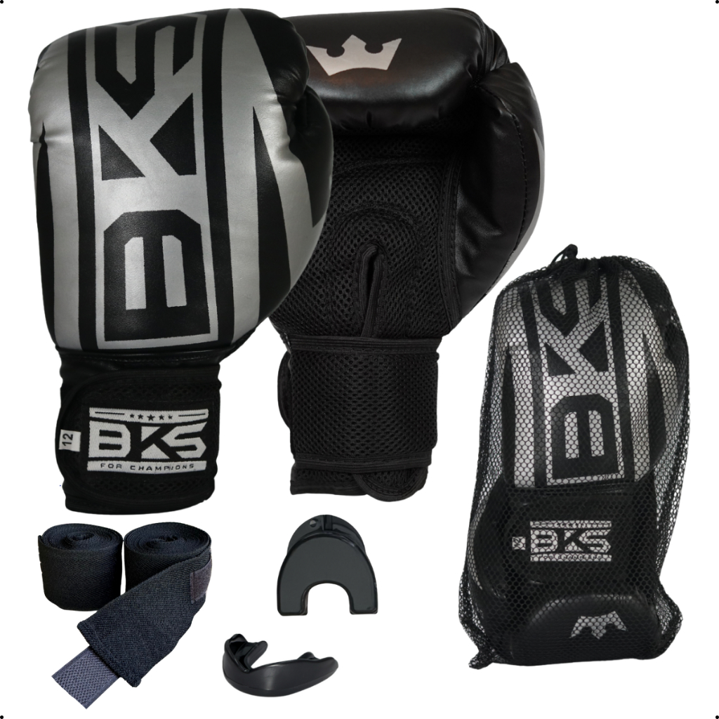 Luva De Boxe Muay Thai Kickboxing Treino Academia Profissional Bandagem 3 Metros Bucal Moldável case