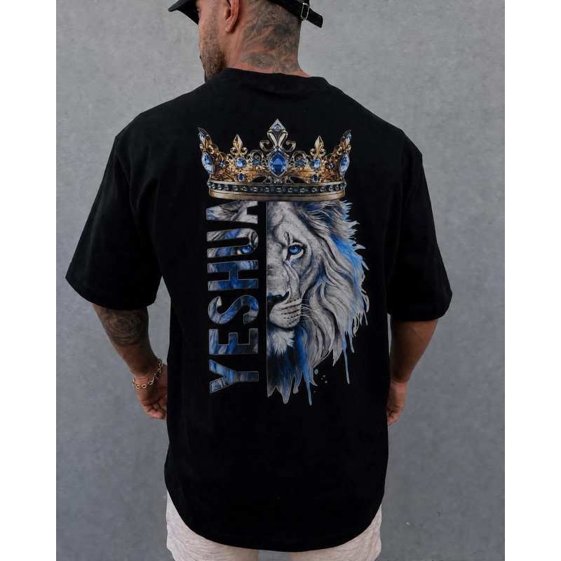Camiseta masculina OverSized modelo  StreetWear Gola canelada alta Malhão macio e grosso
