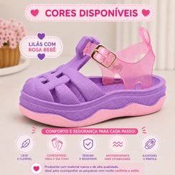 Sandália Infantil Menina Lilás Rosa Bebê Macia Feminina