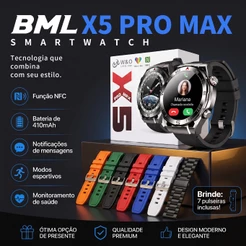 SmartwatchX5 Pro Max Redondo Relógio Inteligente AMOLED GPS ChatGPT Para Chamadas Bluetooth À Prova D'Água Smartwatch