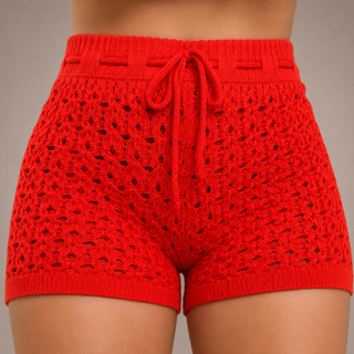 Shorts Feminino Saida de Praia Shortinho Curto Tricot Modal
