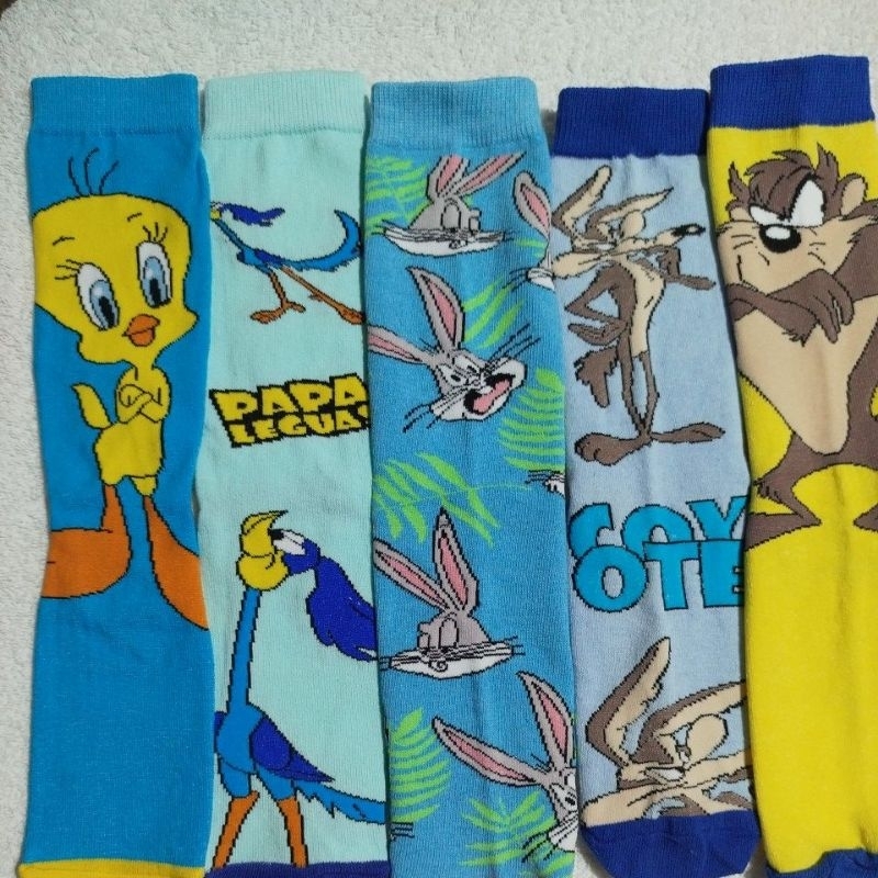 Meias Looney Tunes Personagem Cano Longo Adulto 70% Algodão