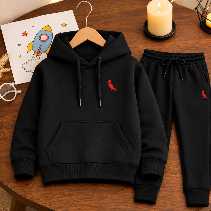kit infantil moletom + calça passaro vermelho blusa de frio confortavel escola premium