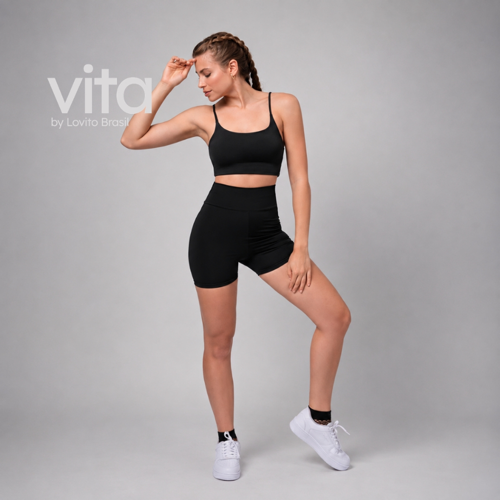 Lovito Shorts Feminino Esportivo Básico Liso SSB585BRL615